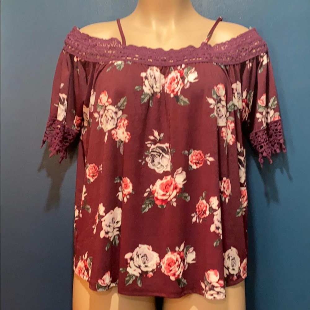 Cold shoulder floral top